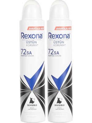Al-Kar Ticaret Rexona Kadın Sprey Deodorant Invisible Beyaz Iz Sarı Leke Karşıtı 72 Saat Kesintisiz Üstün Koruma 200 ml (2 Paketi)