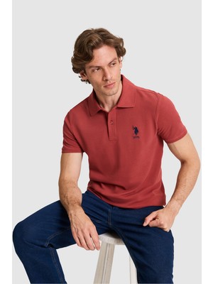 U.S. Polo Assn. Erkek Slim Fit Polo Yaka Vişne Basic Tişört 50326920-VR223