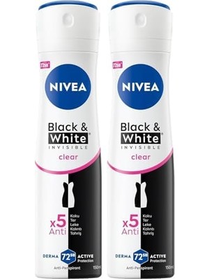 Al-Kar Ticaret Kadın Sprey Deodorant & Invisible Clear 150 Ml,72 Saat Terleme ve Ter Kokusuna Karşı Anti Perspirant Koruma, Çiçek Kokusu,kıyafetlerde Leke Karşıtı, Alkol Içermez 2li Paket