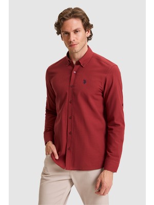U.S. Polo Assn. Erkek Vişne Uzun Kollu Basic Gömlek 50324660-VR223