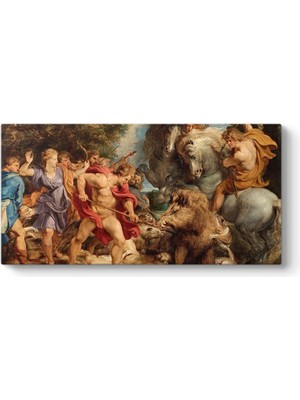 Al-Kar Ticaret Peter Paul Rubens - Calydonian Yaban Domuzu Avı Tablosu 100 x 50