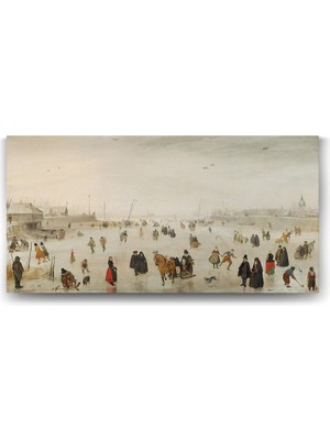 Mabelme Hendrick Avercamp - A Scene On The Ice Tablosu - 80X40CM