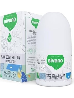 Al-Kar Ticaret Siveno %100 Doğal Roll On Beyazlatıcı Etkili Deodorant Ter Kokusu Önleyici Bitkisel Lekesiz Vegan 50 ml