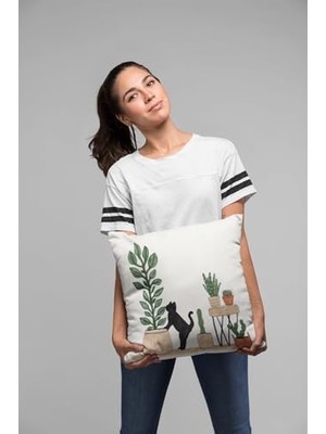 Al-Kar Ticaret 2'li Premium Tay Tüyü Leke Tutmaz Kumaş Çift Taraflı Kırlent Yastık Kılıfı Kaktüs 43X43CM KRL444