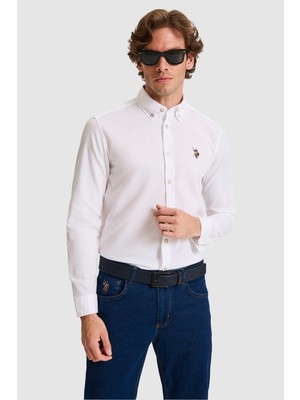U.S. Polo Assn. Erkek Beyaz Uzun Kollu Basic Gömlek 50322343-VR013