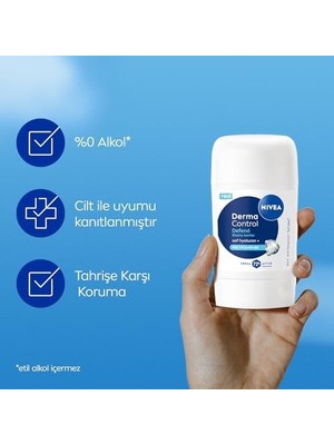 Al-Kar Ticaret Kadın Stick Deodorant Derma Control Defend 50 Ml, Tahrişe Karşı Koruma, Alkolsüz, 72 Saat Anti-Perspirant Koruma,çiçeksi Koku,hyaluronik Asit, Pro Vitamin B5