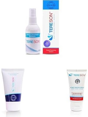 Al-Kar Ticaret Tereson El,ayak ve Koltuk Altı Terleme Düzenleyici Solüsyon 50 ml ve Teresongümüş Iyon Korumalı Krem Deodorant (40 Ml) ve Tereson Koku Karşıtı Ayak Bakım Kremi 50 ml