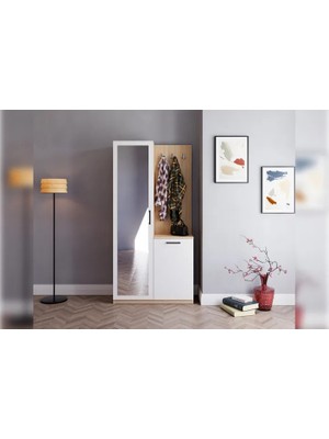 Vivense Lavo Askılıklı Aynalı Portmanto Ayakkabılık, 2 Kapaklı, 90 cm
