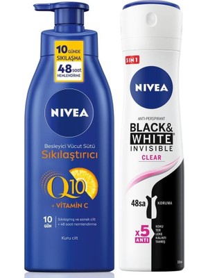Al-Kar Ticaret Kadın Sprey Deodorant & Clear 150ML, Q10 Sıkılaştırıcı ve Nemlendirici Vücut Sütü 400ML