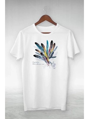 Lune Store Unisex Baskılı Oversize T-Shirt - Beyaz