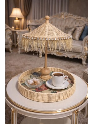 Marrone Kuş Tuğlu Tasli Modern Tasarim Rattan Bali Şemsiyesi