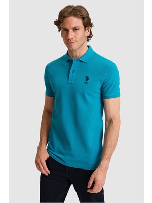 U.S. Polo Assn. Erkek Slim Fit Polo Yaka Petrol Basic Tişört 50326920-VR102