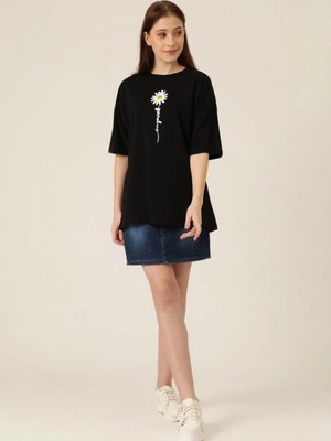 Marsilyan- Baskılı T-Shirt - Siyah