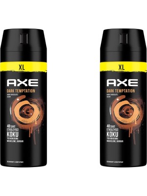 Al-Kar Ticaret Axe Erkek Deodorant & Bodyspray Dark Temptation 48 Saat Etkileyici Koku 200 ml (2 Paketi)