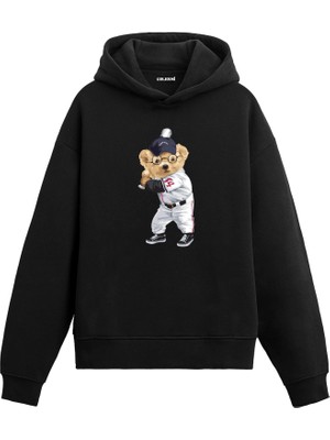 Colermi Beyzbol Oyuncusu Ayıcık Baskılı Hoodie —