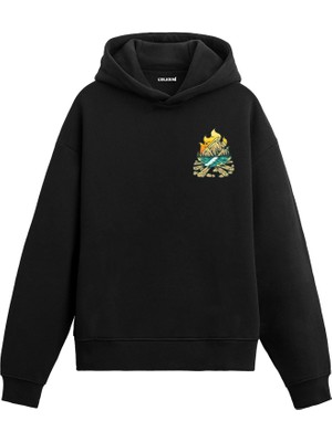 Colermi Kamp Ateşi ve Dağ Tasarımlı Hoodie —