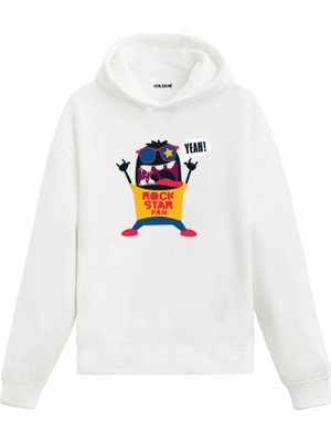 Colermi Rock Yıldızı Karikatür Baskılı Hoodie —