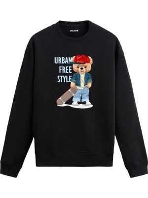 Colermi Ayıcık Baskılı Sweatshirt - Şehir Freestyle Tasarım —