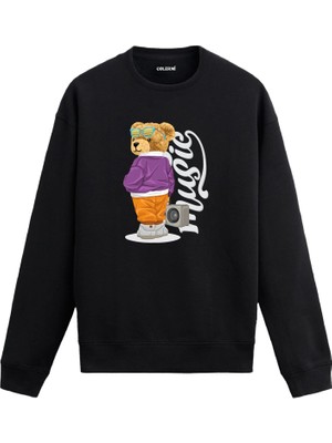 Colermi Ayıcık Baskılı Sweatshirt - Müzik Tasarım —