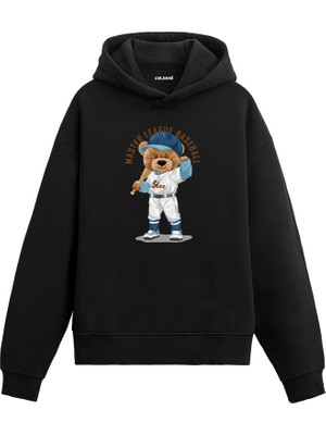 Colermi Beyzbol Oyuncusu Sevimli Ayıcık Baskılı Hoodie —