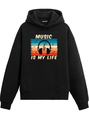 Colermi Müzik Is My Hayat Baskılı Hoodie —