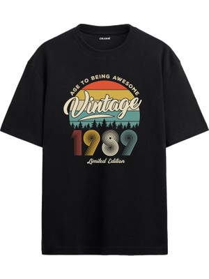 Colermi 1989 Nostalji Oversize Tişört - Retro Gün Batımı Orman Tasarım