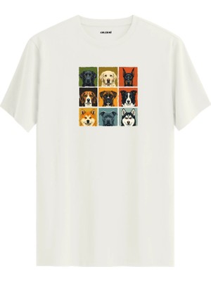 Colermi Retro Köpek Kolaj Tasarım Tişört