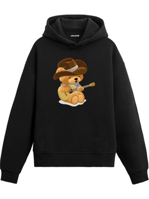 Colermi Kovboy Müzisyen Ayıcık Baskılı Hoodie —