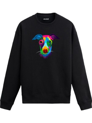 Colermi Renkli Greyhound Baskılı Sweatshirt —