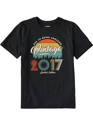Colermi Vintage Çocuk Tişört – 2017 Doğum Tarihli Tasarım