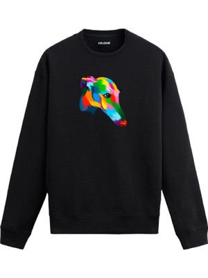 Colermi Pop Sanat Tazı Köpek Desenli Sweatshirt —
