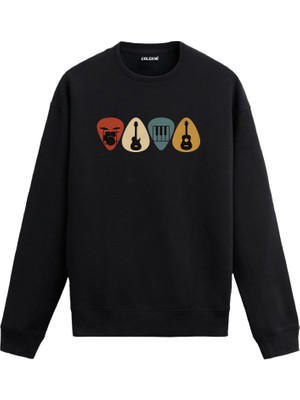 Colermi Müzik Temalı Enstrüman Tasarımlı Sweatshirt —