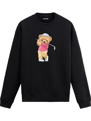 Colermi Golf Oynayan Ayıcık Tasarımlı Sweatshirt —