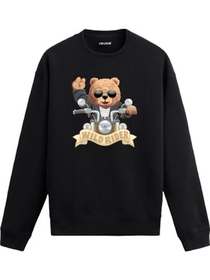 Colermi Vahşi Binici Ayıcık Baskılı Sweatshirt —
