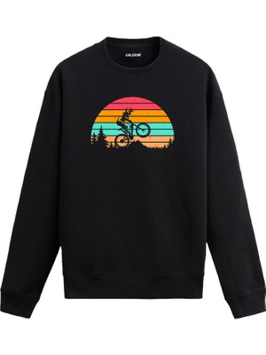 Colermi Retro Bisiklet Tasarım Sweatshirt —