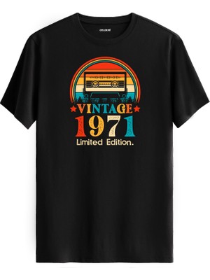 Colermi Vintage Tişört – 1971 Mixtape Kaset Tasarımı — Siyah / S