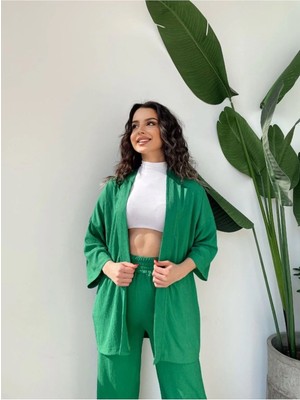 Zf Butik Kimono Gofre Bürümcük Alt Üst Takım