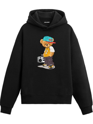 Colermi Hip-Hop Dansı Ayıcık Baskılı Hoodie —