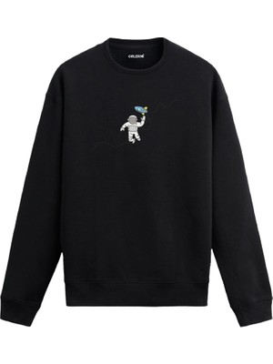 Colermi Uzayda Oyuncak Roketle Yüzen Astronot Sweatshirt —
