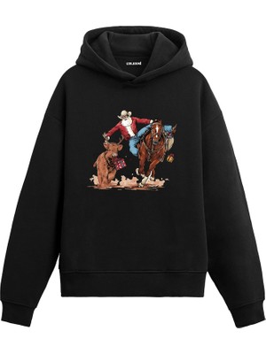 Colermi At Üzerinde Kovboy Tasarımlı Hoodie —