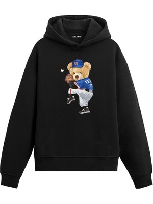 Colermi Beyzbolcu Ayıcık Baskılı Hoodie —