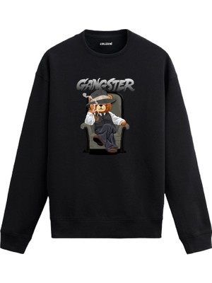 Colermi Ayıcık Baskılı Sweatshirt - Gangster Tasarımı —