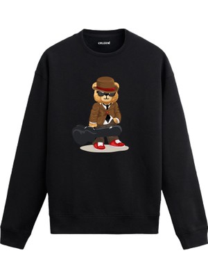 Colermi Ayıcık Baskılı Sweatshirt - Müzisyen Tarz —