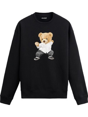 Colermi Kung Fu Ayıcık Baskılı Sweatshirt —