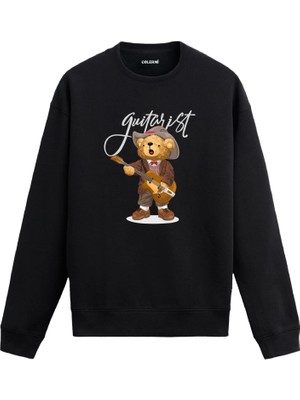 Colermi Ayıcık Baskılı Sweatshirt - Gitarist —
