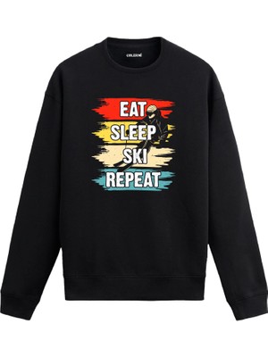 Colermi Kayak Baskılı Retro Sweatshirt —