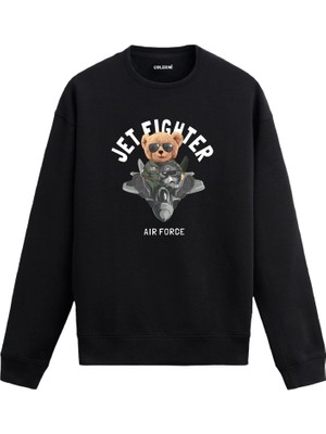 Colermi Jet Fighter Ayıcık Baskılı Sweatshirt —