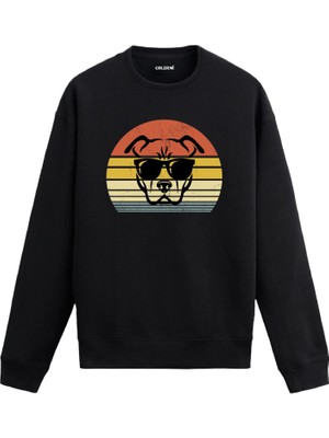 Colermi Retro Havalı Köpek Baskılı Sweatshirt —