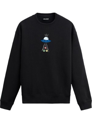 Colermi Uzay Temalı Ufo ve Yüz Ifadesi Sweatshirt —