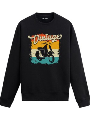 Colermi Scooter Baskılı Retro Sweatshirt —